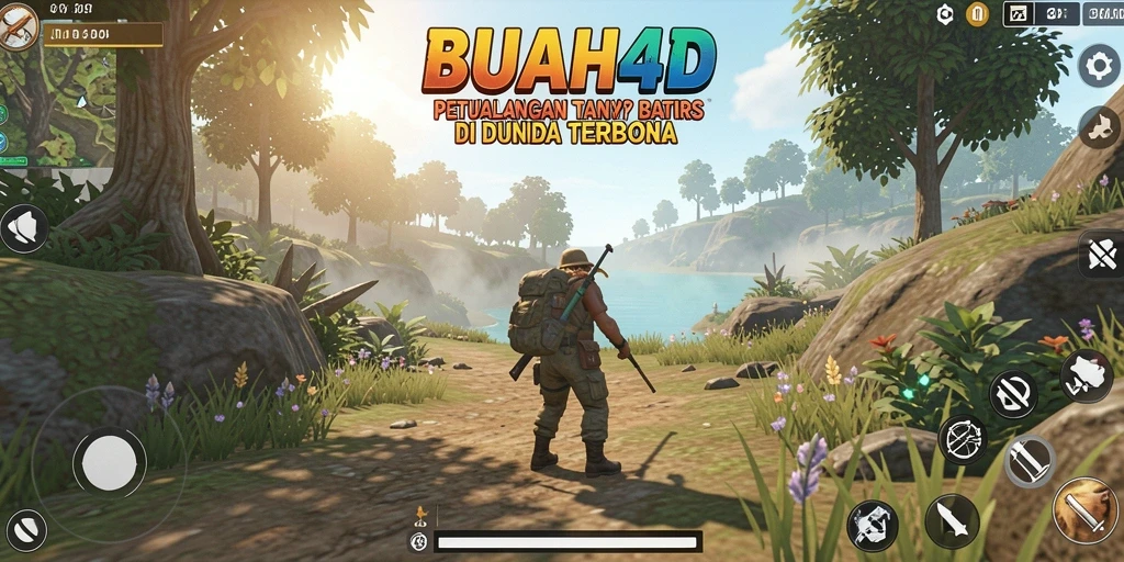 Tampilan screenshot menampilkan pemandangan indah dunia terbuka BUAH4D.