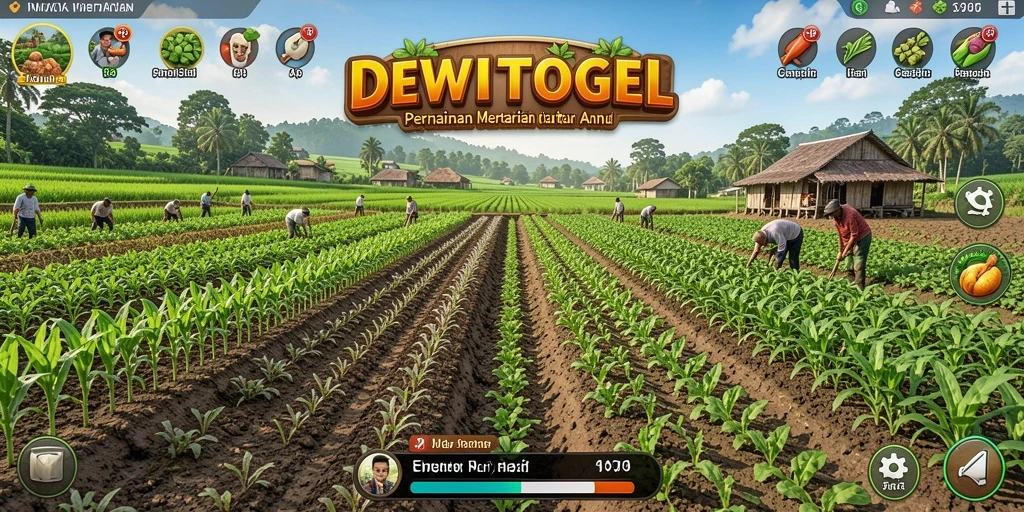 Screenshot gameplay DEWITOGEL menampilkan aktivitas bertani yang interaktif.