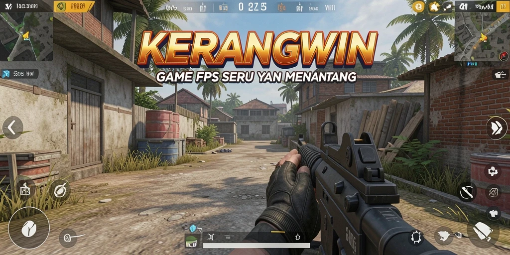 Screenshot gameplay KERANGWIN menampilkan aksi tembak menembak yang seru.