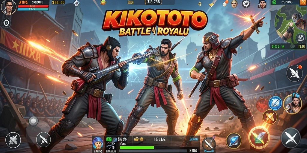 Screenshot KIKOTOTO menunjukkan aksi seru dalam pertempuran Battle Royale.