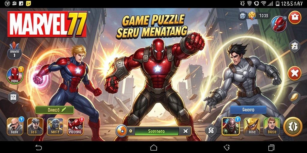 Gameplay seru dalam game Puzzle MARVEL77 dengan berbagai tantangan.