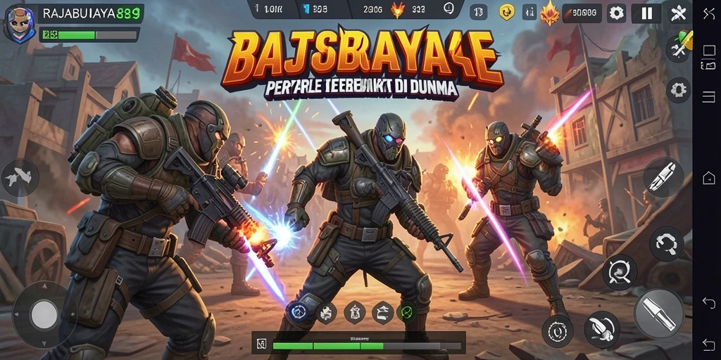 Gameplay mendebarkan dalam pertempuran Battle Royale.