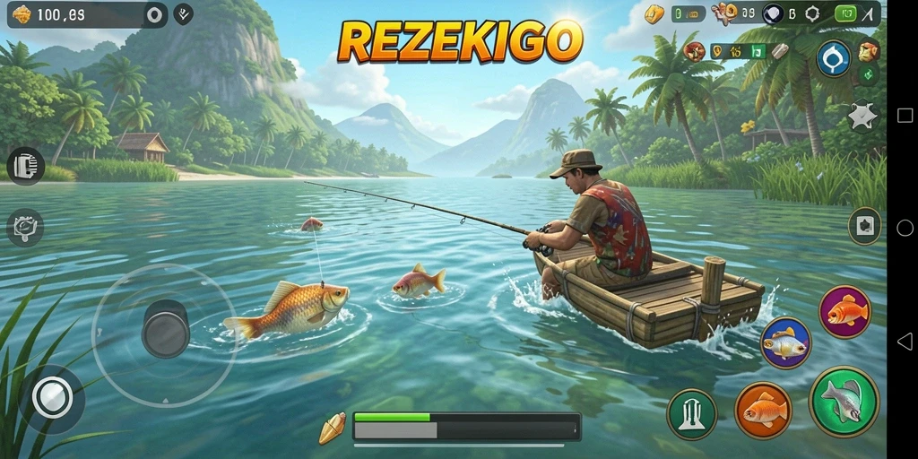 Tangkapan ikan yang megah dalam gameplay REZEKIGO.