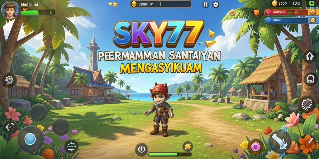 Screenshot menunjukkan gameplay seru dari SKY77 yang penuh warna.