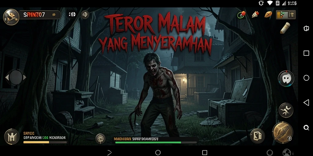 Screenshot gameplay SPIN707 yang menunjukkan suasana horor yang menegangkan.