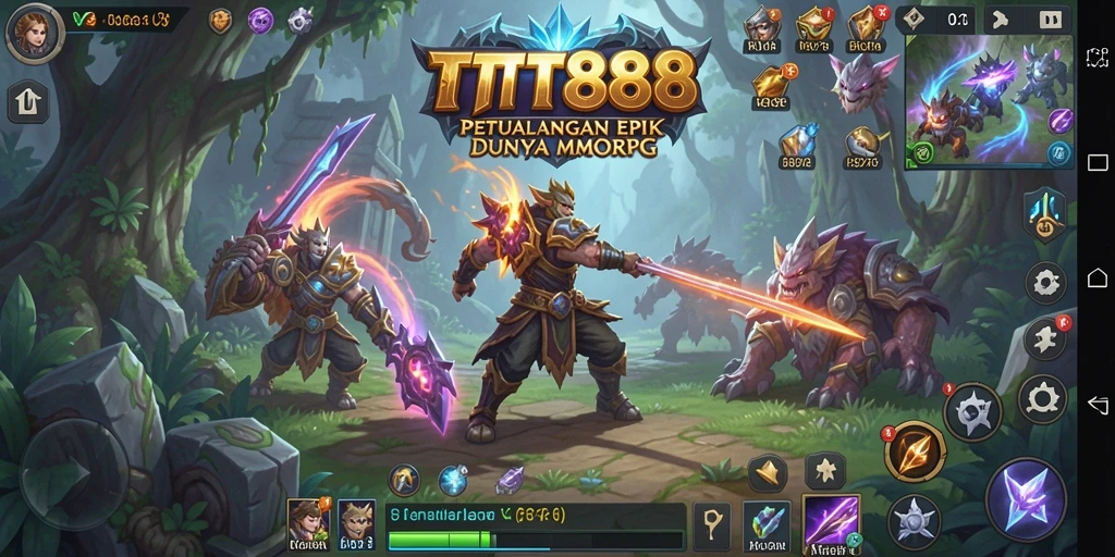 Tampilan gameplay TTT888 yang penuh aksi dalam dunia MMORPG.